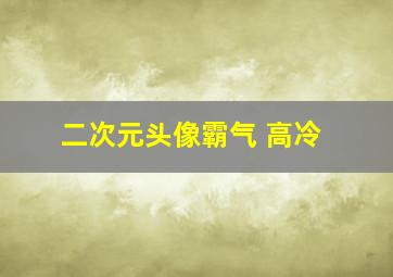 二次元头像霸气 高冷